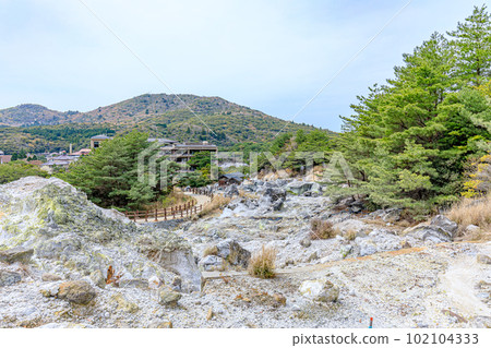 Unzen Jigoku in Spring Unzen City, Nagasaki Prefecture 102104333