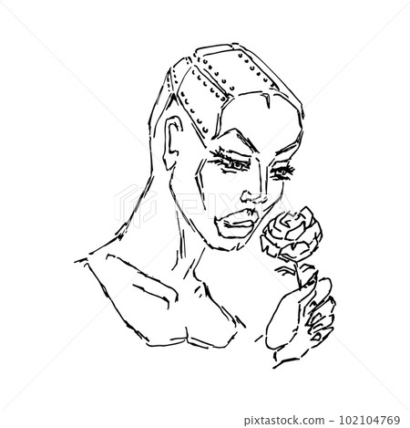 Artificial intelligence concept.Head of robot with half of female face Liner vector illustration.Future technology and machine.Electronic circuit connection.Smart cyber mind education.Black and white Artificial intelligence concept.Head of robot with half of female face Liner vector illustration.Future technology and machine.Electronic circuit connection.Smart cyber mind education.Black and white 102104769