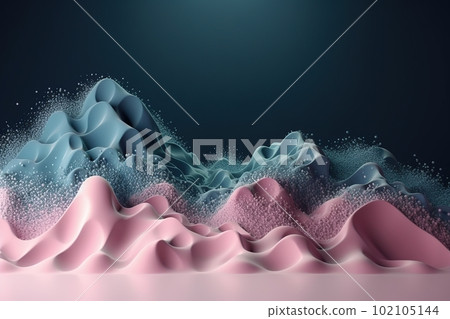Network technology background futuristic tech blue and pink wave background. Low poly 3d wire made with generative AI Scy fi space illustration 102105144