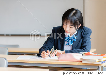School girls studying in a cram school School girls studying in a cram school 102106654