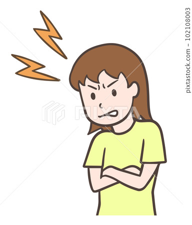 沮喪的女人雙臂交叉,不高興的人 沮喪的女人雙臂交叉,不高興的人 102108003