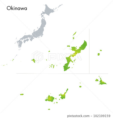 Okinawa prefecture and Japanese archipelago map 102109159