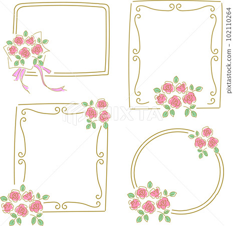 Frame set with rose flowers Frame set with rose flowers 102110264