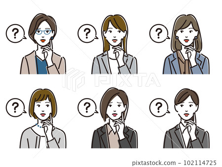 Hatena speech bubble and female business person set Hatena speech bubble and female business person set 102114725