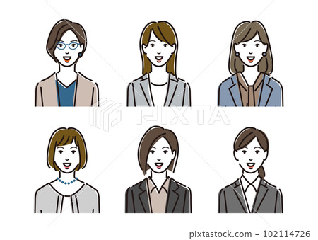 A set of female business people with a positive expression A set of female business people with a positive expression 102114726