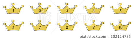 Cute handwritten ranking crown icon gold yellow Cute handwritten ranking crown icon gold yellow 102114785