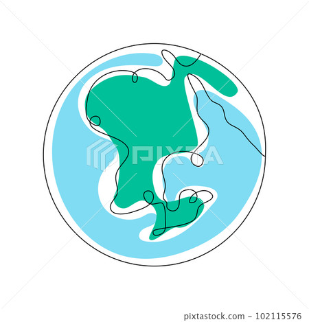 Earth One line drawing icon. Continuous line Globe. Minimalism style. Vector illustration. Earth One line drawing icon. Continuous line Globe. Minimalism style. Vector illustration. 102115576