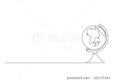 Earth One line drawing icon. Continuous line Globe. Minimalism style. Vector illustration. 102115583