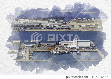 香川縣高松市旭町周邊的水彩風格高松市區 102116366