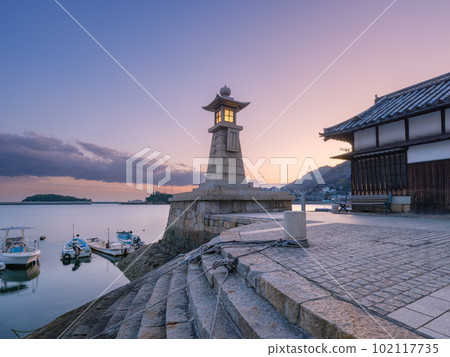 Hiroshima_Fukuyama Tomonoura fishing port sunset scenery Hiroshima_Fukuyama Tomonoura fishing port sunset scenery 102117735