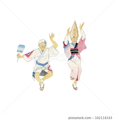Awa Odori Japanese festival watercolor illustration Awa Odori Japanese festival watercolor illustration 102118183