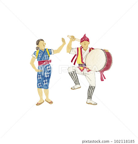 Eisa Matsuri 日本節日水彩插圖 102118185