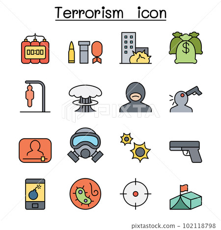 Terrorism color line icon set Terrorism color line icon set 102118798