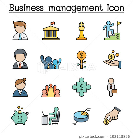 Business management color line icon set 102118836