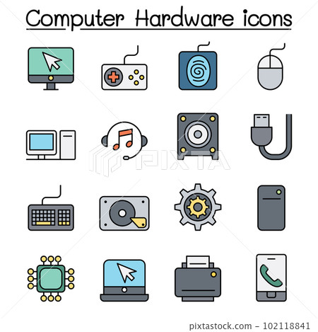 Computer Hardware color line icon set 102118841