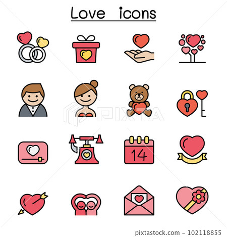 Love color line icon set 102118855