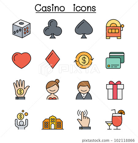 Casino and Gambling color line icon set Casino and Gambling color line icon set 102118866