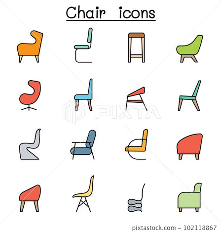 Chair color line icon set 102118867