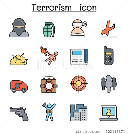 Terrorism color line icon set Terrorism color line icon set 102118871