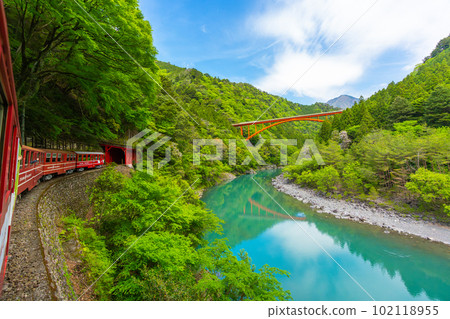 日本唯一一輛緩緩穿過山谷的 Abt 式列車 井川線 從車窗眺望的壯麗景色 102118955