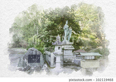 Watercolor style Shikoku 88 Temple No. 10 Kirihata-ji Temple Hatakiri Kannon Awa City, Tokushima Prefecture Watercolor style Shikoku 88 Temple No. 10 Kirihata-ji Temple Hatakiri Kannon Awa City, Tokushima Prefecture 102119468