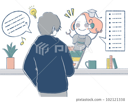 A man who uses chatGPT-chan for his business (illustration) 102121338