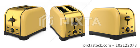 Stainless steel toaster for making toast bread on a white background. 102122078