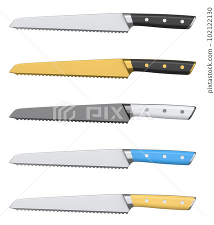 Chef's kitchen knife with a wooden handle isolated on white background. 102122130