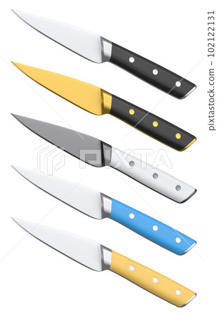 Chef's kitchen knife with a wooden handle isolated on white background. 102122131