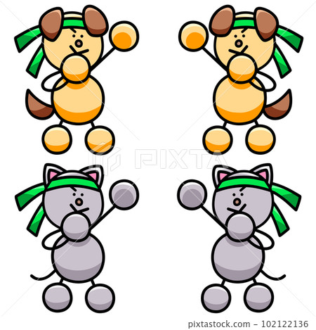Illustration set of one and nyanmaru sending cheers dog cat 102122136