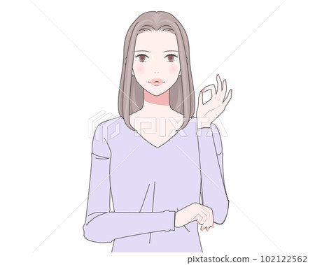 Illustration of a woman in an okay pose Circle Illustration of a woman in an okay pose Circle 102122562