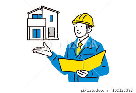 A detached house and a man in work clothes 102123382