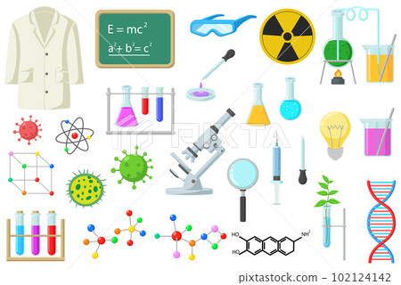Set of laboratory equipment icon 102124142