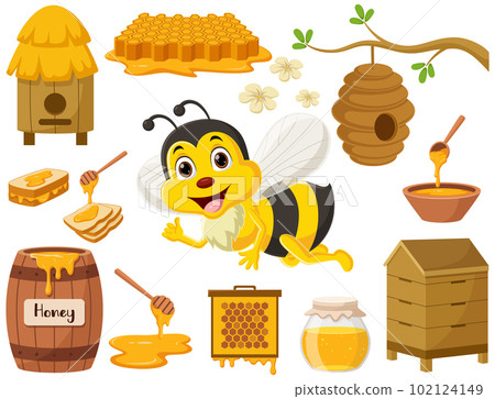 Cartoon bee honey elements collection 102124149