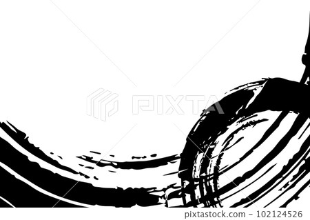 Japanese-style white background material featuring decoration with ink brushes and brushes 102124526