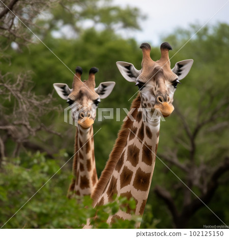 Two giraffes. Illustration AI Generative 102125150