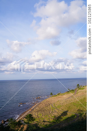 白米千枚田, 石川縣, 輪島市, 白米町, 梯田, 千枚田, 信息板, 狹窄的稻田, 白米, 千枚田, 指定名稱, 風景名勝, 能登 102125865