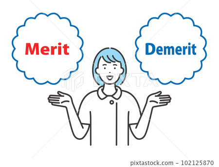 優點/缺點：一位年輕的女護士解釋優點和缺點 102125870