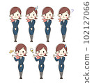 Formal female facial expression set 102127066