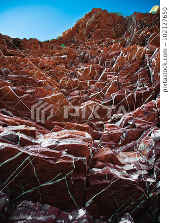 Red rocks on the coast of Adriatic sea, Montenegro 102127650
