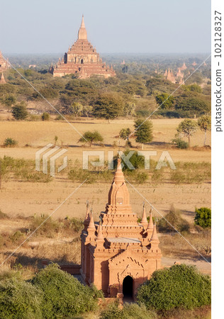 Temples of Bagan, ancient city and UNESCO World Heritage Site in the Mandalay Region, Myanmar. Temples of Bagan, ancient city and UNESCO World Heritage Site in the Mandalay Region, Myanmar. 102128327