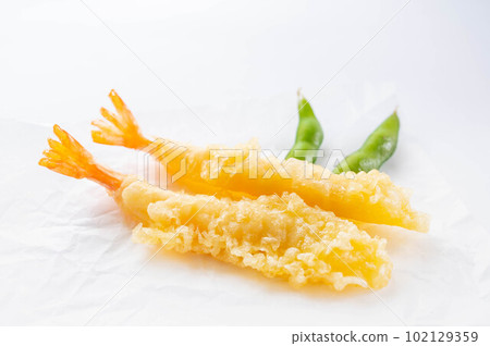 shrimp tempura on white background 102129359