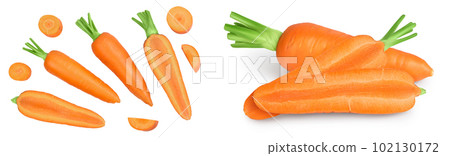 Carrot isolated on white background with full depth of field. Top view. Flat lay 102130172