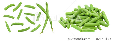 Green beans isolated on a white background , Top view. Flat lay 102130173