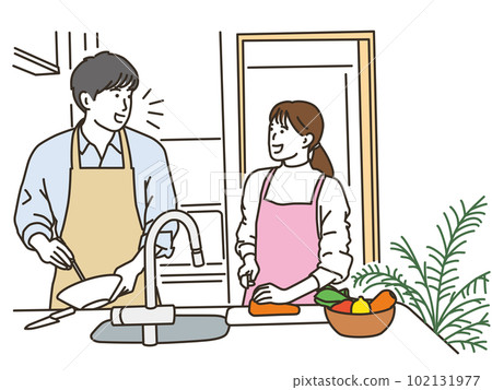 Young man and woman cooking in the kitchen Young man and woman cooking in the kitchen 102131977