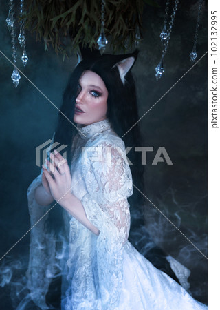 Beauty fashion woman in a manga costume, cat anime. Cosplay anime manga cat. Girl with cat ears Beauty fashion woman in a manga costume, cat anime. Cosplay anime manga cat. Girl with cat ears 102132995