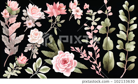 illustration of flowers and leaves 102133630