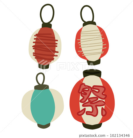 Paper lantern color illustration set 102134346