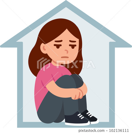 Sad girl alone at home Sad girl alone at home 102136111