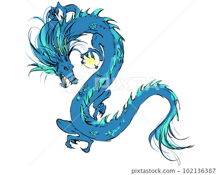 Blue dragon - Stock Illustration [102136387] - PIXTA